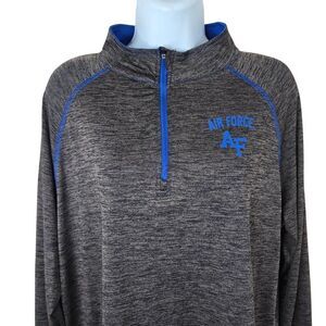 Air Force AF Quarter Zip Pullover Shirt Top Womens Size XXL Gray Blue